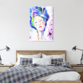 Vrouw en lelies canvasprint - Schilderij Canvas Afdruk (Insitu (Slaapkamer))
