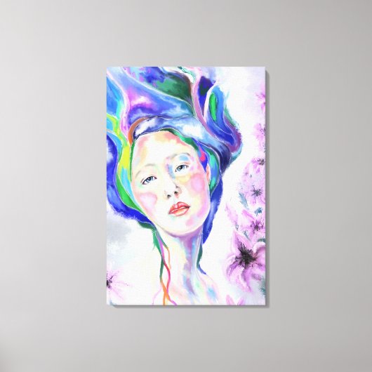 Vrouw en lelies canvasprint - Schilderij Canvas Afdruk (Voorkant)