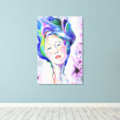 Vrouw en lelies canvasprint - Schilderij Canvas Afdruk (Insitu (Houten vloer))