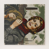 Vrouw en lijn legpuzzel (Horizontaal)
