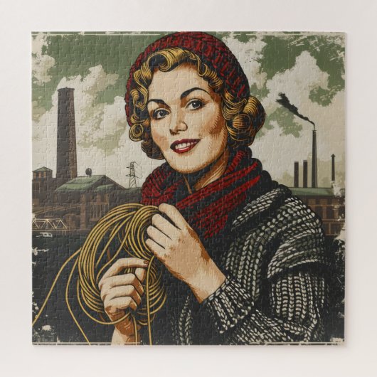 Vrouw en lijn legpuzzel (Verticaal)