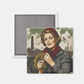 Vrouw en lijn magneet (Voorkant / Achterkant)