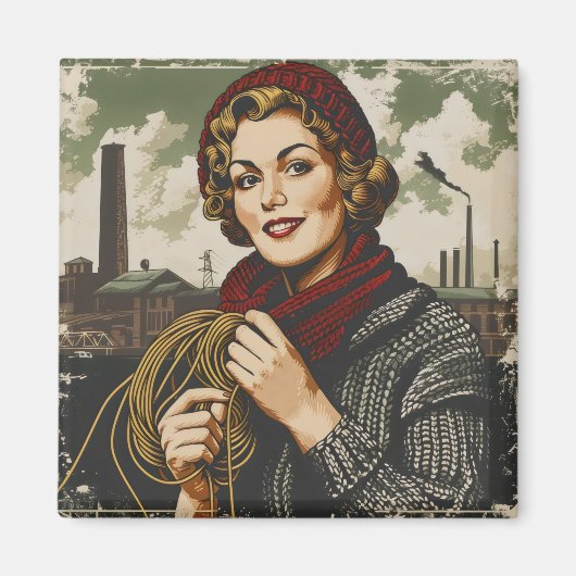 Vrouw en lijn magneet (Voorkant)