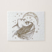 Vrouw en maan tekening legpuzzel (Horizontaal)