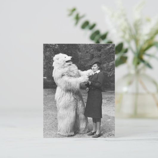 vrouw en Man in een Beer Suit Briefkaart (Staand voorkant)