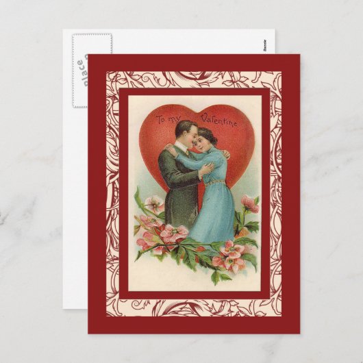 vrouw en man in het hart van de valentijn feestdagenkaart (Voorkant / Achterkant)