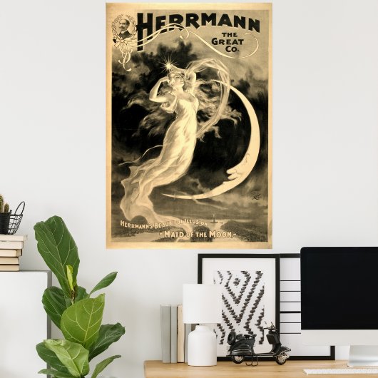  vrouw en moon Magicia Herrmann Poster (Thuiskantoor)