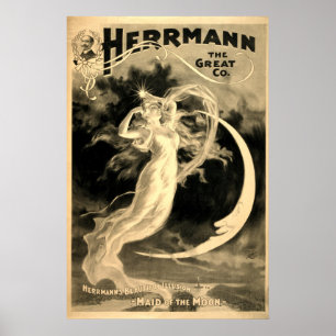  vrouw en moon Magicia Herrmann Poster