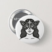 Vrouw en mot ronde button 5,7 cm (Voorkant /achterkant)