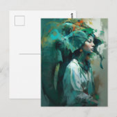 Vrouw en olifant briefkaart (Voorkant / Achterkant)