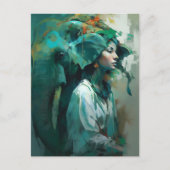 Vrouw en olifant briefkaart (Voorkant)