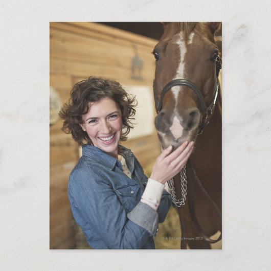 Vrouw en paard briefkaart (Voorkant)