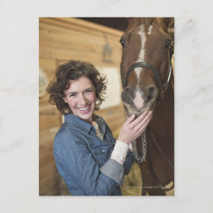 Vrouw en paard briefkaart