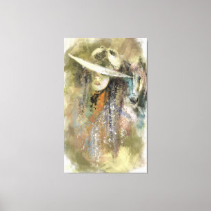 Vrouw en Paard Canvas Print - Schilderij