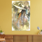Vrouw en Paard Canvas Print - Schilderij (Insitu (Woonkamer))