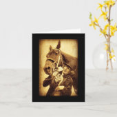  vrouw en paard jarig kaart (Gele Bloem)