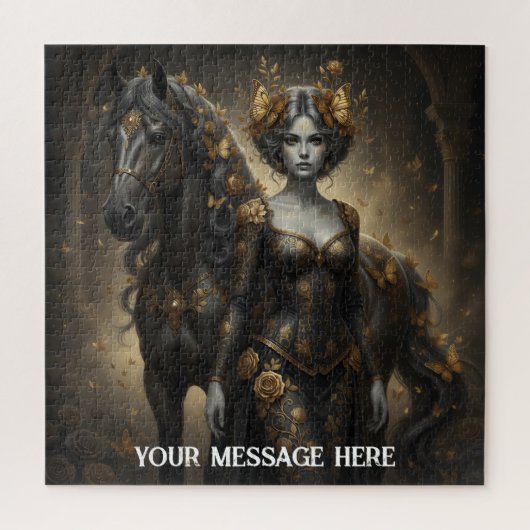 Vrouw en paard legpuzzel (Verticaal)