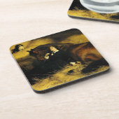 Vrouw en paarden bier onderzetter (Linkerzijde)