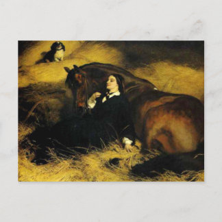 Vrouw en paarden briefkaart