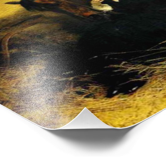 Vrouw en paarden foto afdruk (Hoek)