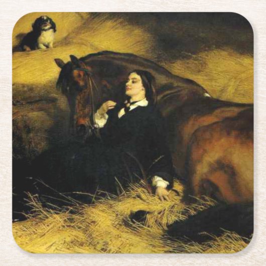 Vrouw en paarden kartonnen onderzetters (Voorkant)