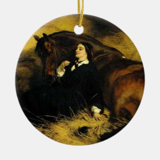 Vrouw en paarden keramisch ornament (Voorkant)