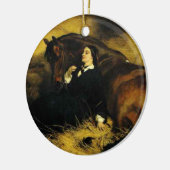 Vrouw en paarden keramisch ornament (Links)