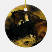 Vrouw en paarden keramisch ornament (Achterkant)