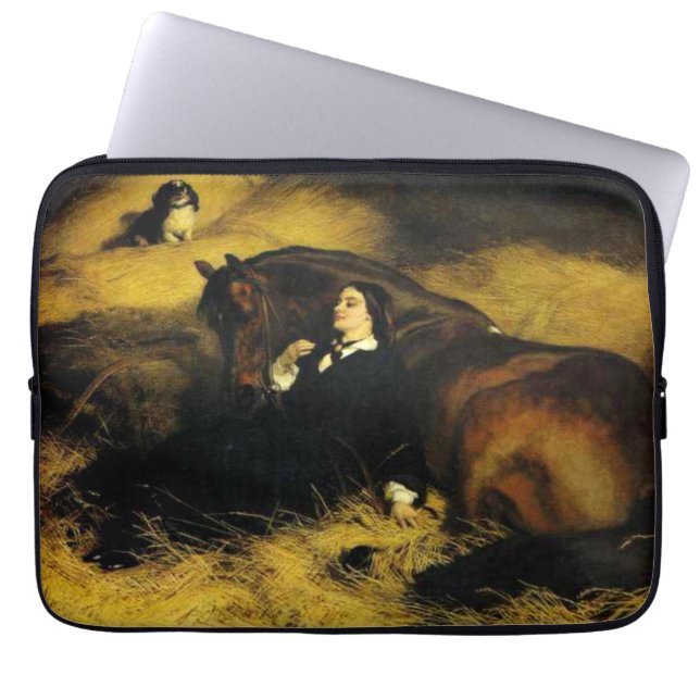 Vrouw en paarden laptop sleeve (Voorkant)
