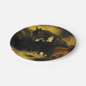 Vrouw en paarden papieren bordje (Gekanteld)