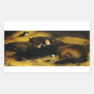 Vrouw en paarden rechthoekige sticker