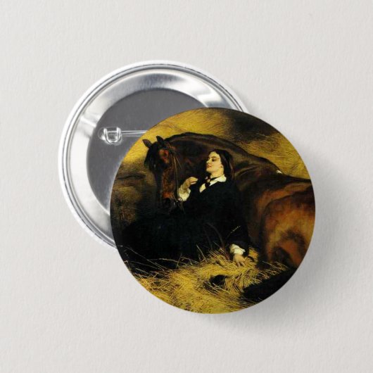 Vrouw en paarden ronde button 5,7 cm (Voorkant /achterkant)