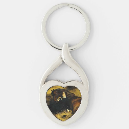 Vrouw en paarden sleutelhanger (Voorkant)
