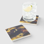 Vrouw en paarden stenen onderzetter (Zijkant)