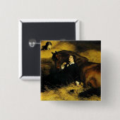 Vrouw en paarden vierkante button 5,1 cm (Voorkant /achterkant)