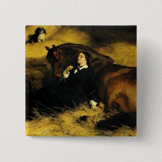 Vrouw en paarden vierkante button 5,1 cm (Voorkant)