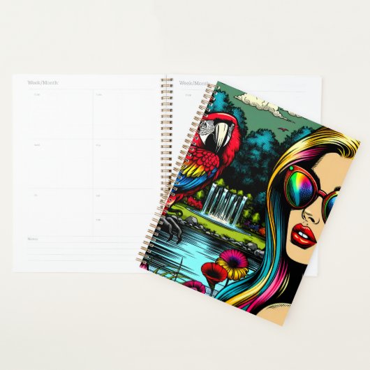 Vrouw en papegaai in het Park Pop Art Planner (Display)