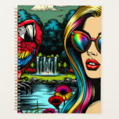 Vrouw en papegaai in het Park Pop Art Planner (Voorkant)
