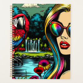Vrouw en papegaai in het Park Pop Art Planner