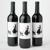 Vrouw en poedel wijn etiket (Flessen)
