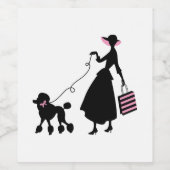 Vrouw en poedel wijn etiket (Enkel label)