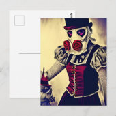 Vrouw en pop in een gasmasker briefkaart (Voorkant / Achterkant)