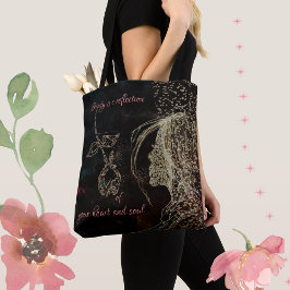 vrouw en roos tote bag