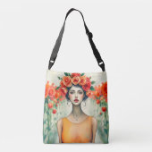 Vrouw en Rozen Crossbody Tas (Achterkant)