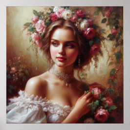 Vrouw en Rozen Poster