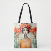 Vrouw en Rozen Tote Bag (Voorkant)