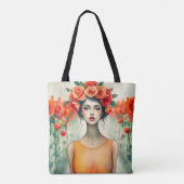 Vrouw en Rozen Tote Bag (Achterkant)