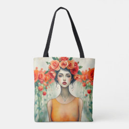 Vrouw en Rozen Tote Bag