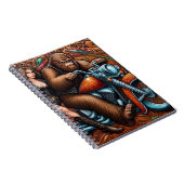 Vrouw en Sasquatch op Motorfiets Notitieboek (Rechterzijde)