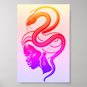Vrouw en Slang in Symbiose Poster